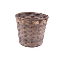 gift hamper baskets bamboo coffee print ribbon dry flower plant  storage basket
