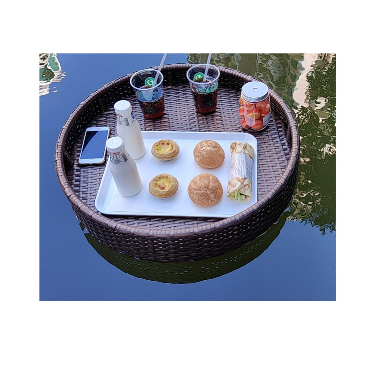 floating tray for pool swimming drink food rattan serving tray