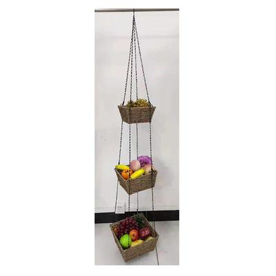 native seagrass basket hang 3 tier plant pot