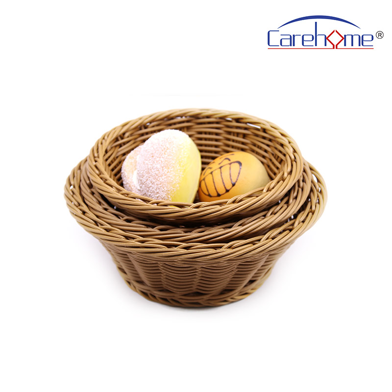 BR-2038 CAREHOME washable plastic circular rattan basket for bread basket