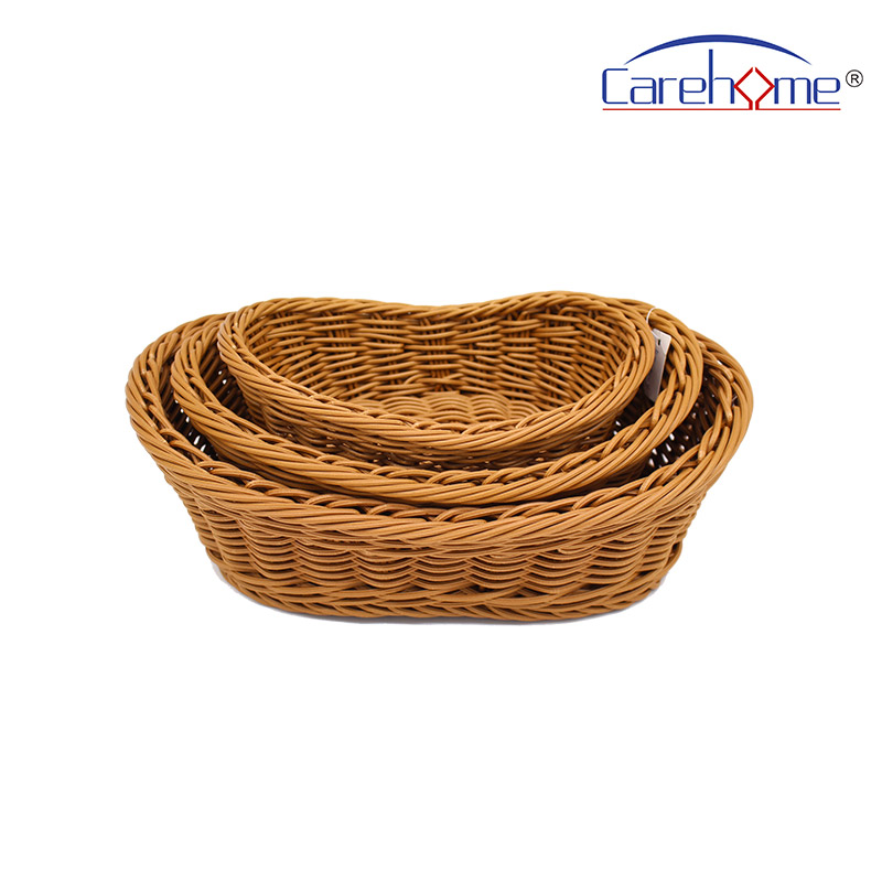 BT-4003 Hand weaved graceful GN plastic Rattan bread basket for hotel