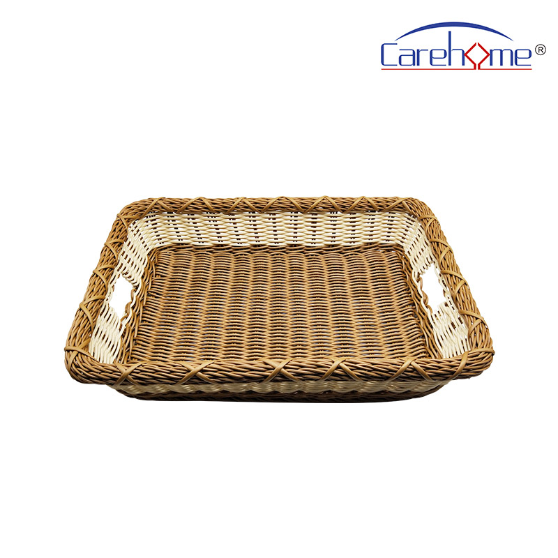 BL-1055 CAREHOME hand weaved washable plastic rattan laundry towel basket for hotel