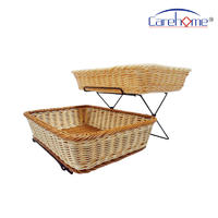 BSL-1036 CAREHOME factory wholesale foldable supermarket fruit and vegetable stand display shelf with pp rattan basket
