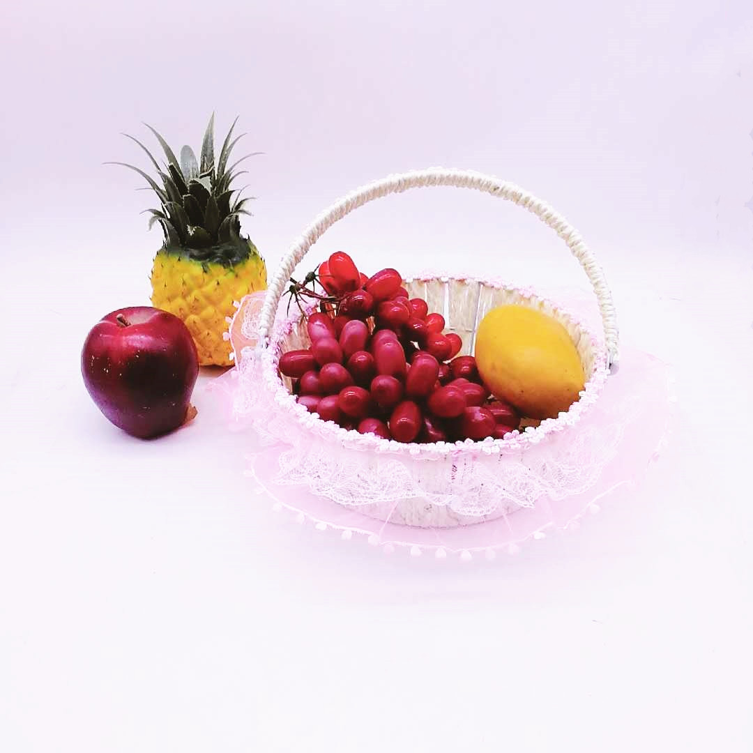 WP-0012 hand made lace wedding basket with cotton, cailco basket