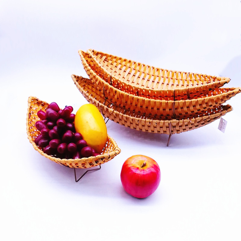 BB-0312 hand weaving flat pp rattan fruit basket