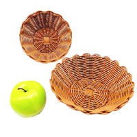 Round flower shape poly rattan basket & pp rattan bowl