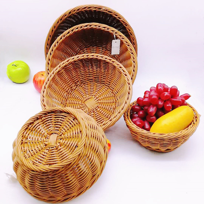 More size round pp rattan bowl shape basket for vegetables and bread