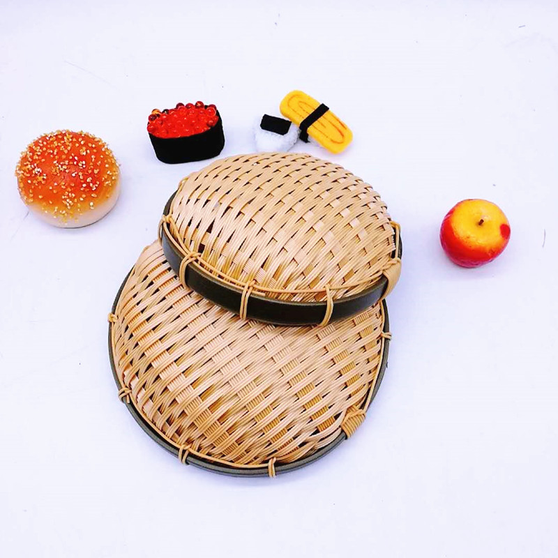 Multi-functional handicraft plastic bamboo tray bread & fruit basket bowl