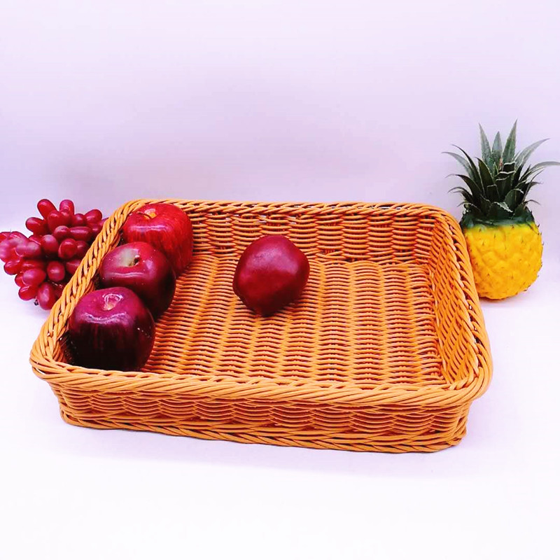 Chinese hand made plastic rattan supermarket food storage baskets