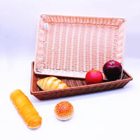 Traditional handicraft pp basket with PC cover bread and sushi tray