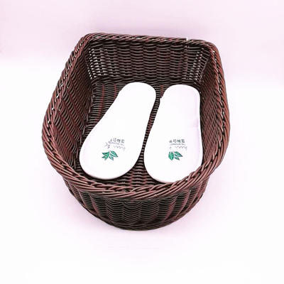 Cutely hand weaving washable PP rattan hotel shoe basket without handle
