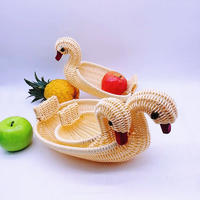 Animal hand made duck shape baskets rattan egg basket