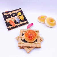 Healthy And Food Grade PP Bamboo Coasters Imitation Bamboo Mat Sushi Wicker Tray