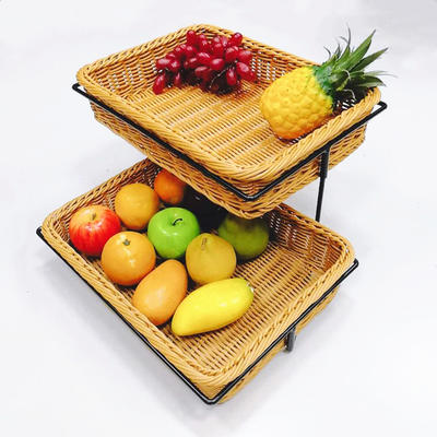 Guaranteed quality stand design 2-tier rattan bakery display racks