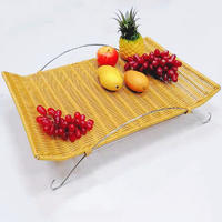 Tableware buffet serving set fruit display rattan bread basket with metal