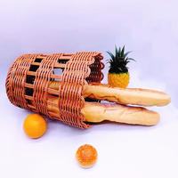 Handmade poly rattan wicker French bread basket for baguette