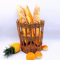 Round woven plastic rattan wicker french baguette bread fruit baskets