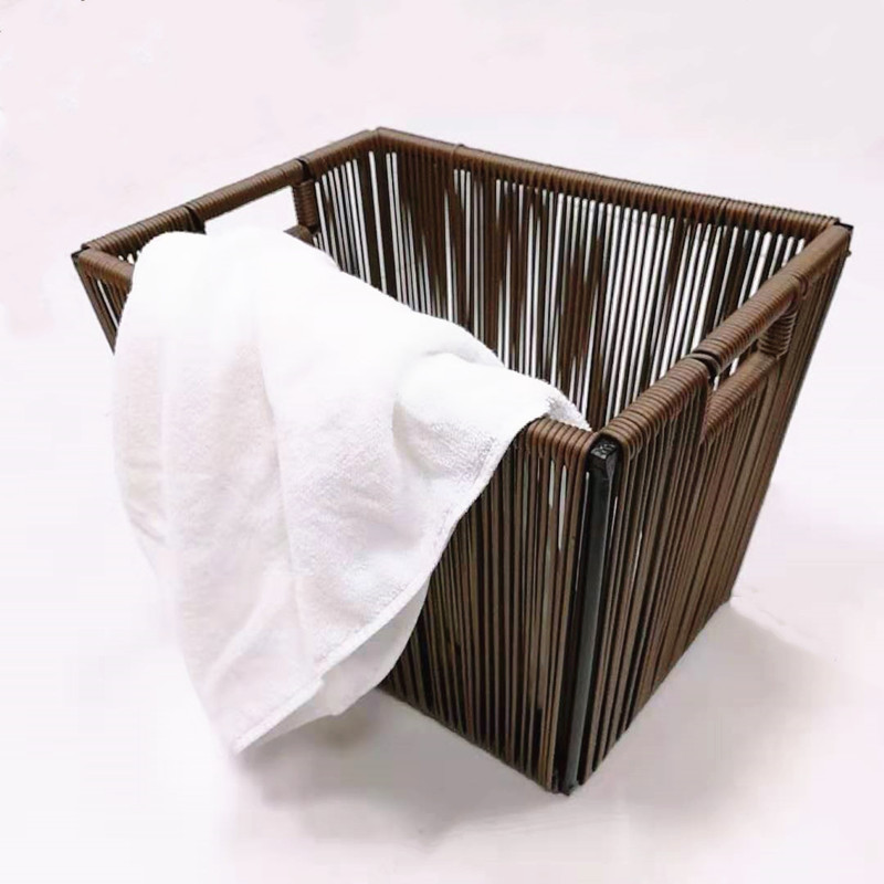 New design washable brown PP wire metal laundry basket with handle