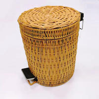 Washable hand weaving nature rattan waste container nature wicker trash