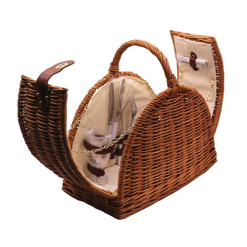 100% handicraft wicker hamper basket two or three person picnic bag