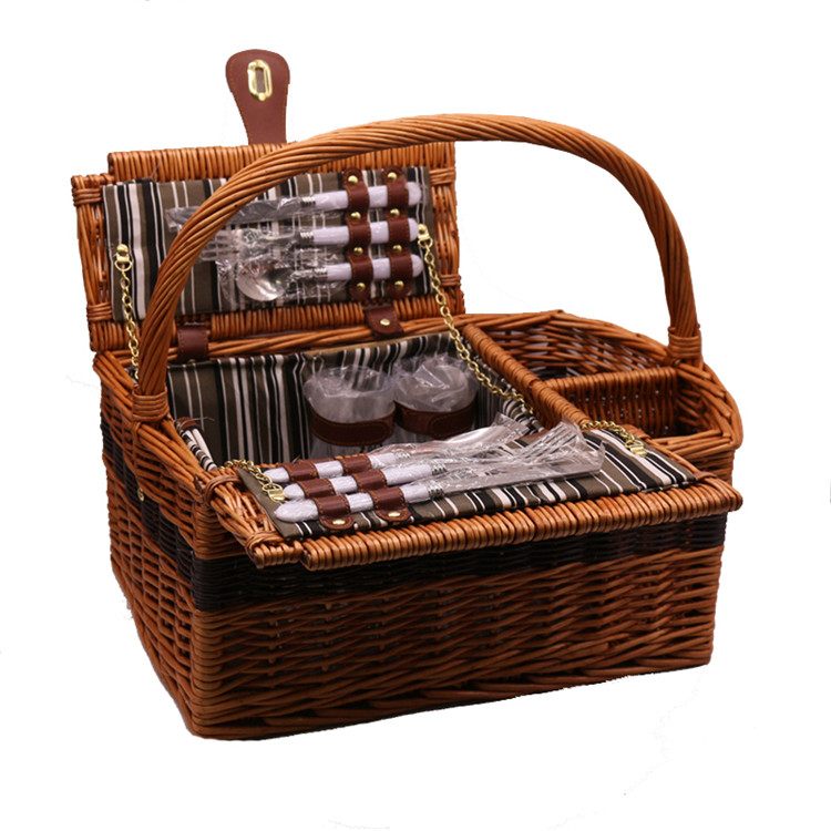 Wholesale Wicker Picnic 4 Person Rattan Willow Hamper Basket