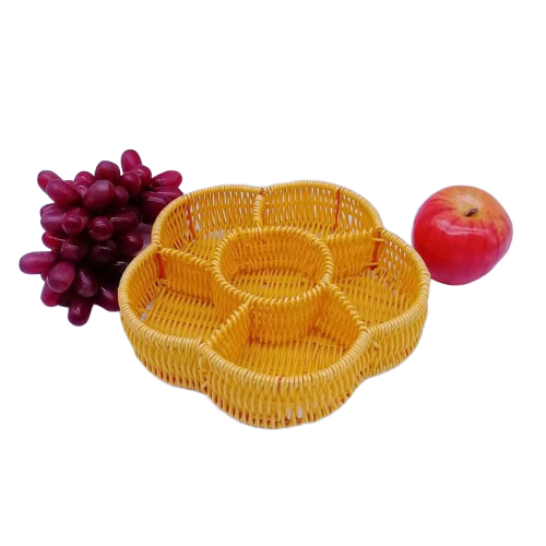 Flower shape pp rattan basket divide tray