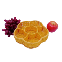 Flower shape pp rattan basket divide tray