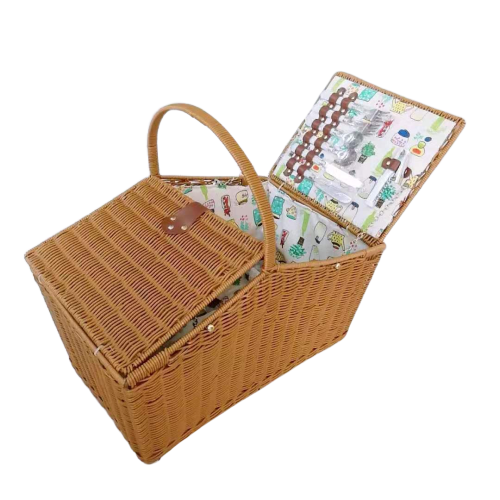 Graceful washable PP rattan picnic basket