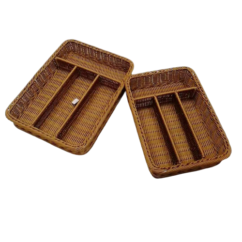 Chopsticks tray four divides pp rattan cutlery basket for knife and fork