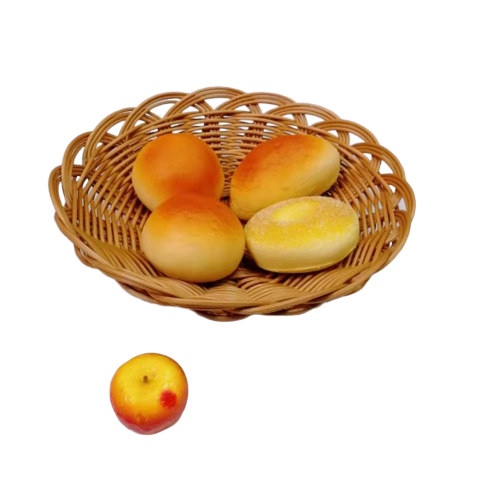 Shallow round flower shape pp wicker basket for food storage