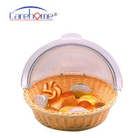 Hand-made  graceful plastic rattan bread basket for hotel  with cover