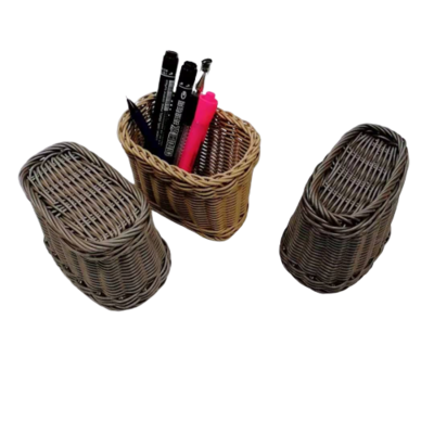 Hand made pp wicker pen holder small things storage basket